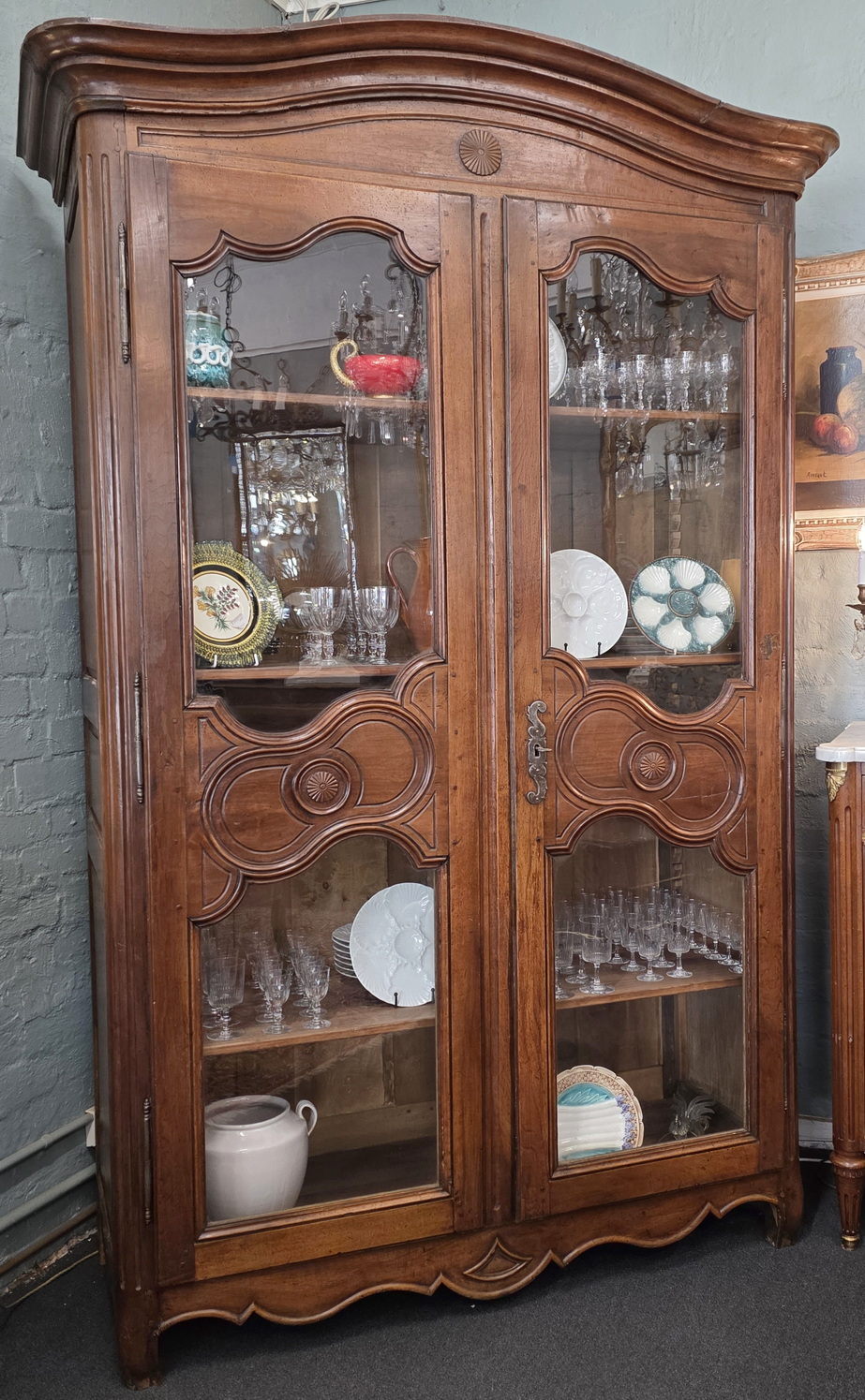A French Provincial Armoire-Bookcase